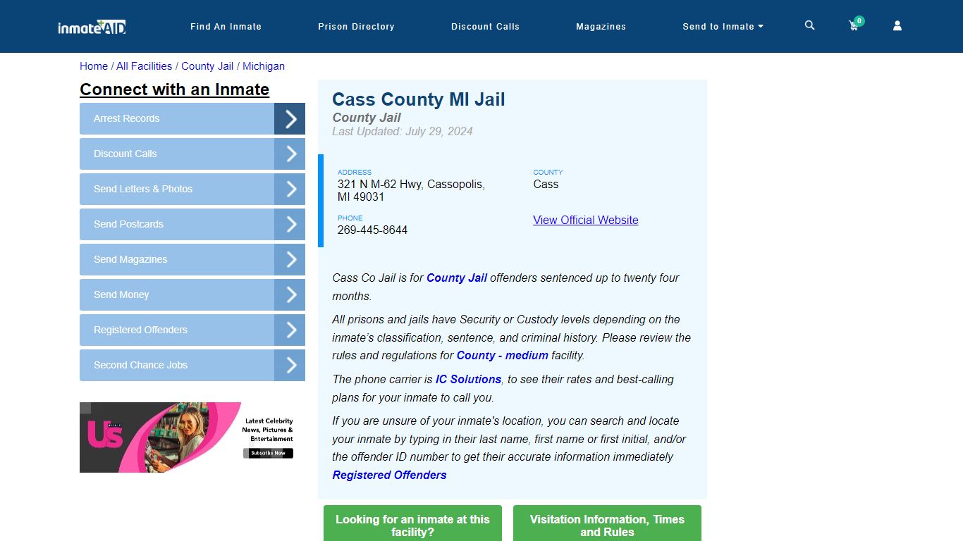 Cass County MI Jail - Inmate Locator